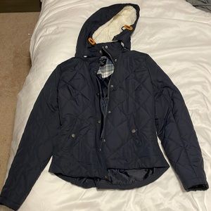 Soft and warm girl/teen navy winter coat hardly worn